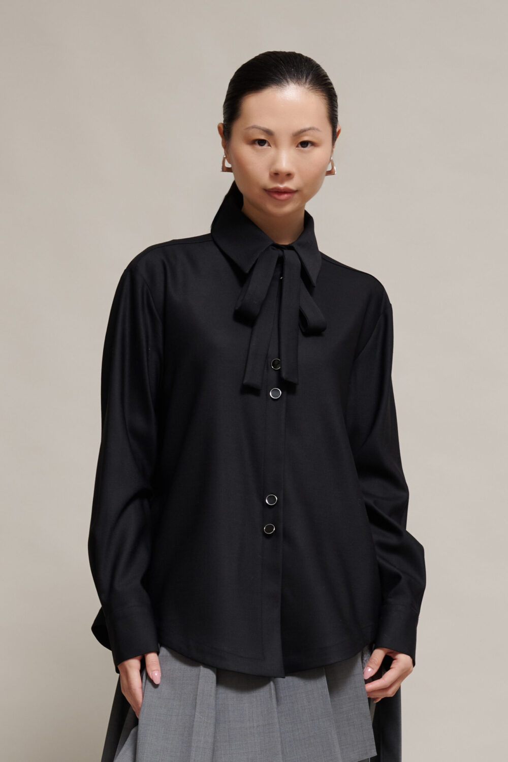 CAMICIA FIOCCO FRESCO LANA NERO
