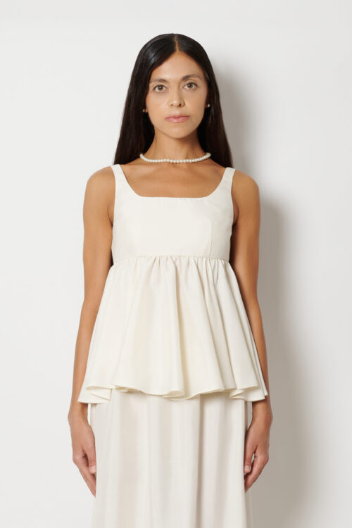 TOP SETA AVORIO CON BALZA